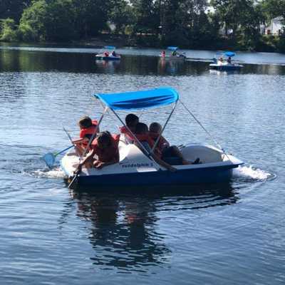 Paddle boats on Sand Pond